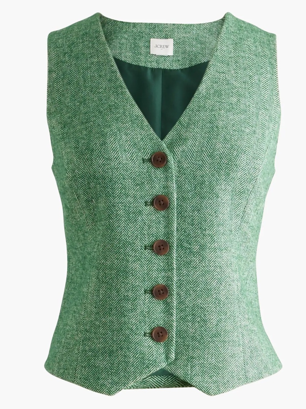 J. Crew Factory Green Wool Blend Button Front Vest - Picture 3 of 10